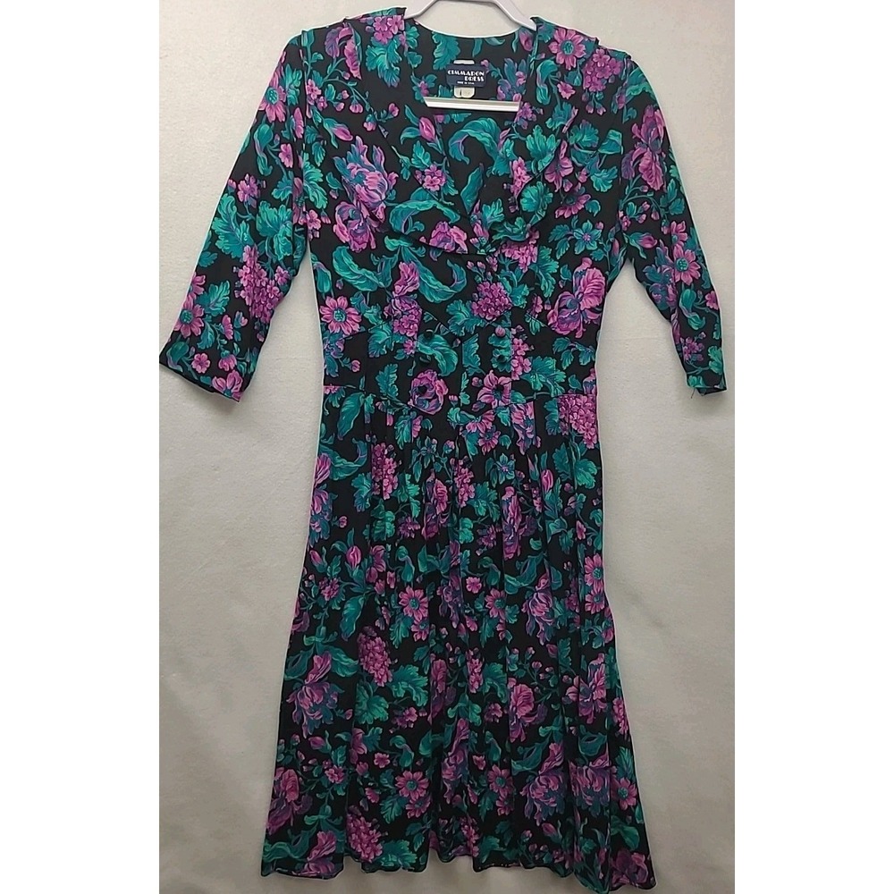 Vintage Cimmaron Dress Fit and Flare Whimsical Mardi Gras Prairie Made in USA